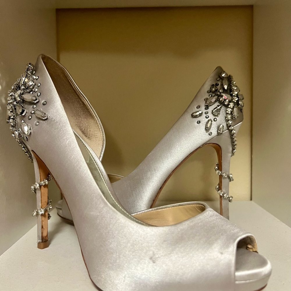 Elegant Silver Embellished Women's Heels